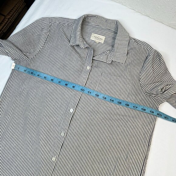 Sezane Tomboy Shirt Stripes Ecru Blue Button Down Casual french 36 Small - Picture 8 of 16